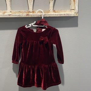 Burgundy velvet tiered dress